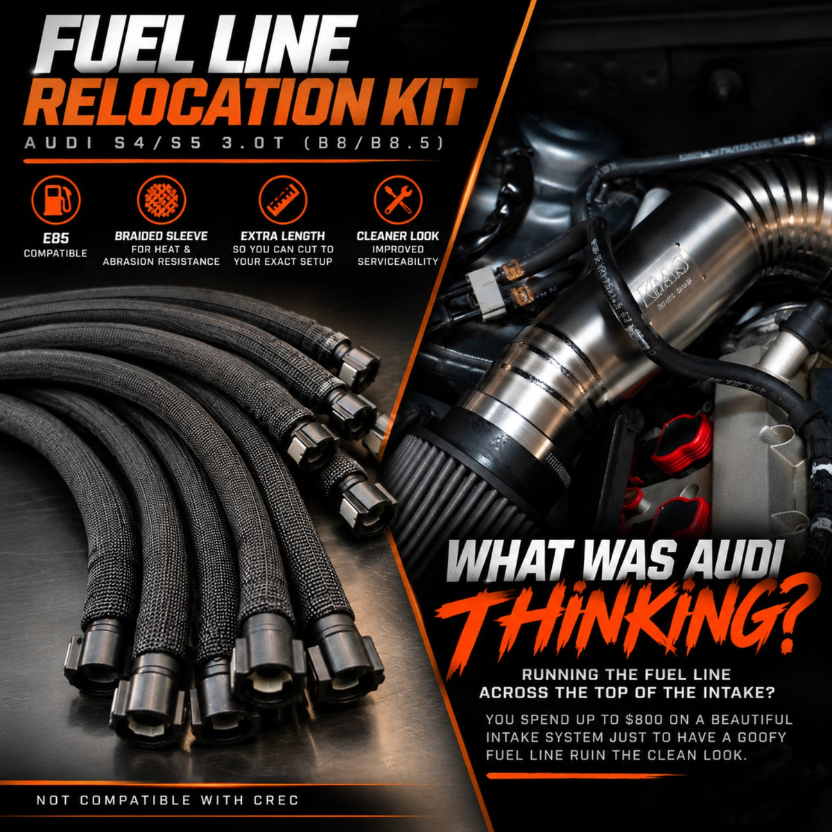 Next Gear Fabrication Audi S4 S5 3.0T fuel line relocation kit
