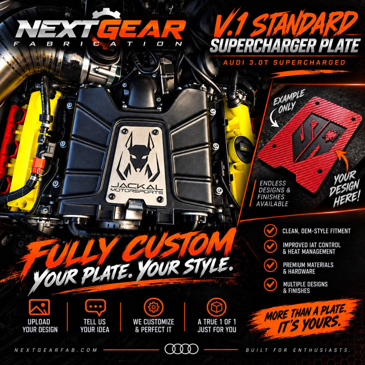 Next Gear Fabrication V.1 Standard Supercharger Plate Audi 3.0T