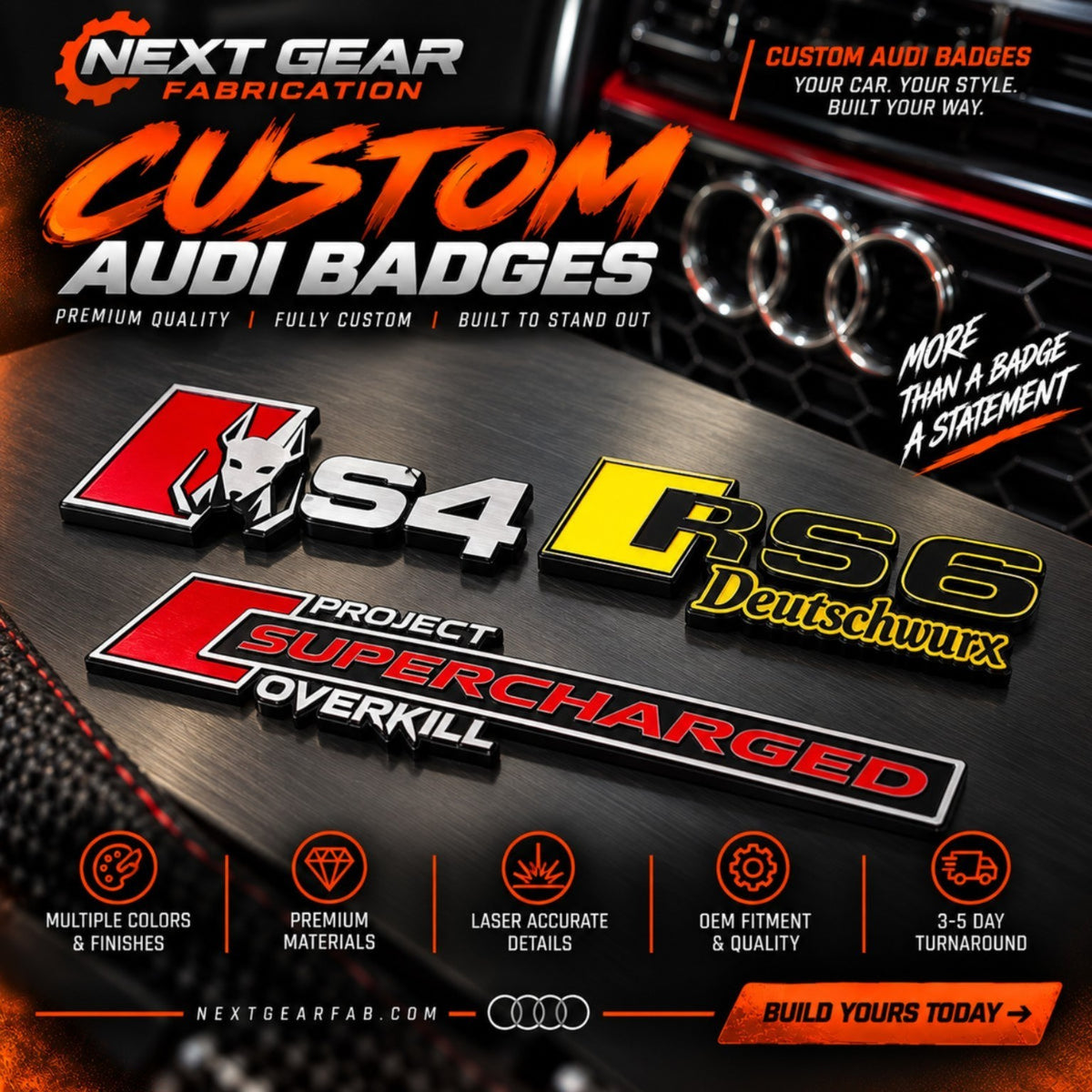 Next Gear Fabrication custom Audi badges
